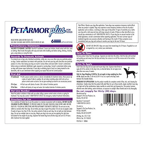 petarmor plus flea treatment for dogs