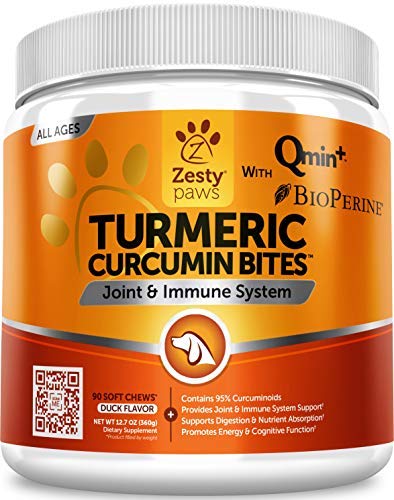 Zesty paws turmeric curcumin bites joint immune system support qmin+ bioperine