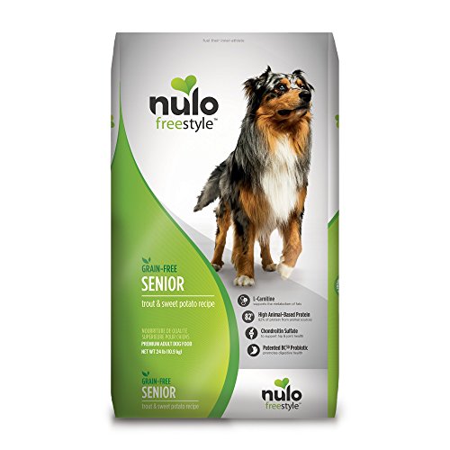 nulo freestyle grain free senior trout sweet potato dog food probiotics