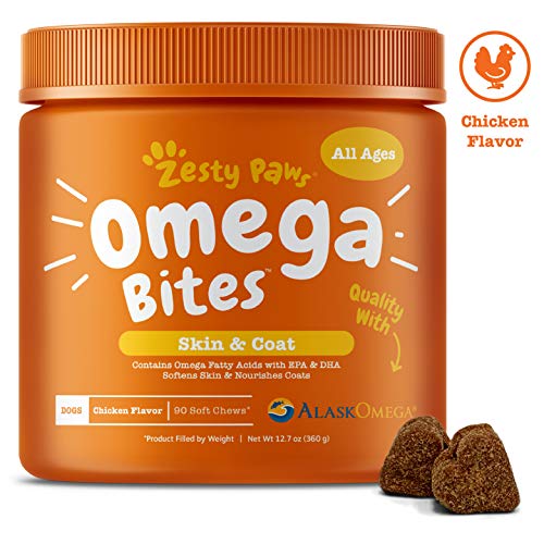 Fight doggy dandruff with omega 3 fatty acids supplement Zesty Paws Omega Bites