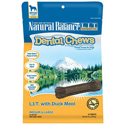 Natural balance dental chews dog treats limited ingredient duck meat