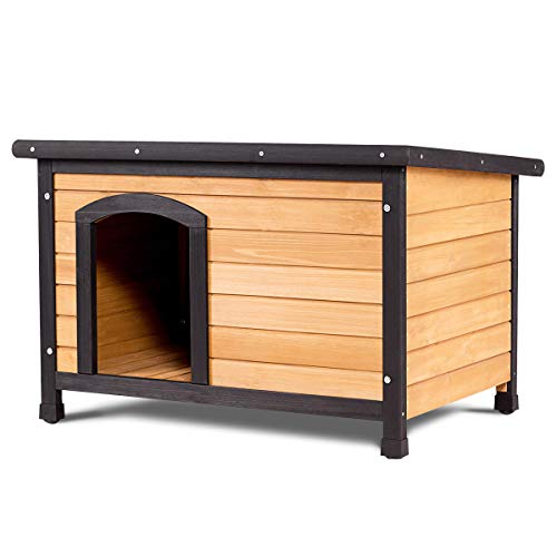 Tangkula Wood Dog House Large Pet Shelter Log Cabin Extreme Weather Resistant Dog House Adjustable Feet