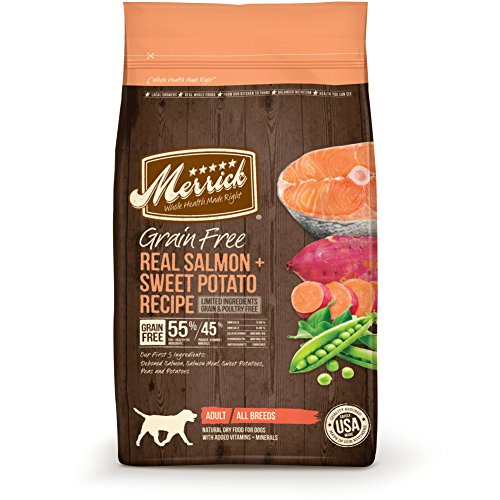 Merrick dry dog food alternative grain free salmon sweet potato recipe healthy adult all breeds