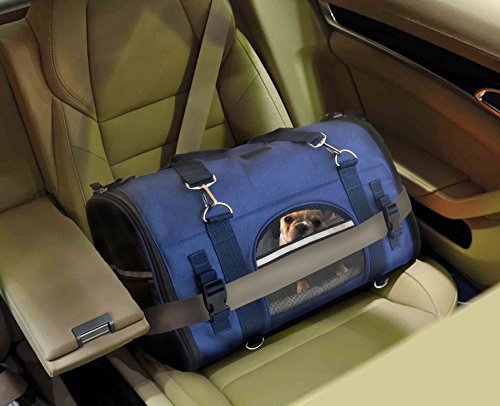 Good soft crate for travelling with dog in car safely seatbelt