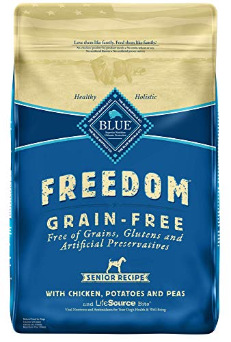 Blue Buffalo Freedom grain gluten preservative free senior recipe helps dogs live longer