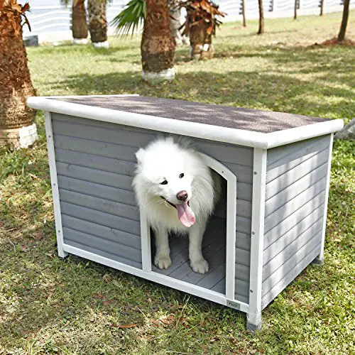 Petsfit wooden dog house best for rainy weather painted cedar water mold resistant
