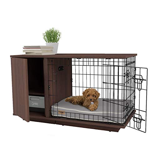 Omlet Fido Studio Luxury Dog Crate with Wardrobe wire and wood storage