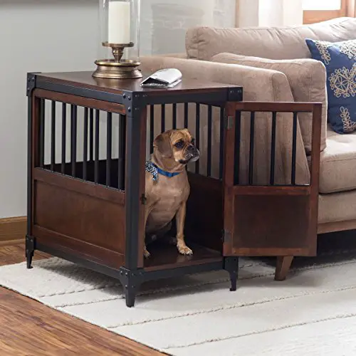 Boomer and George Wooden Dog Crate End Table metal reinforced wood