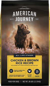 Chewy dog food brand American Journey rice grain dog food quality