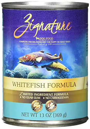Zignature wet canned dog food without guar gum carrageenan