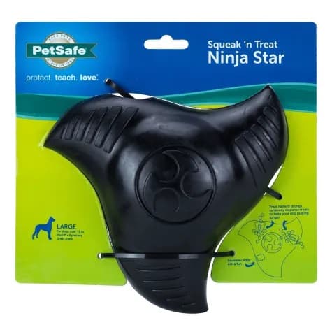PetSafe squeak n treat ninja star indestructible dog treat dispenser chew toy