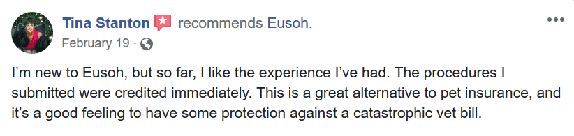 Tina Stanton recommends Eusoh on facebook protection for catastrophic vet bills