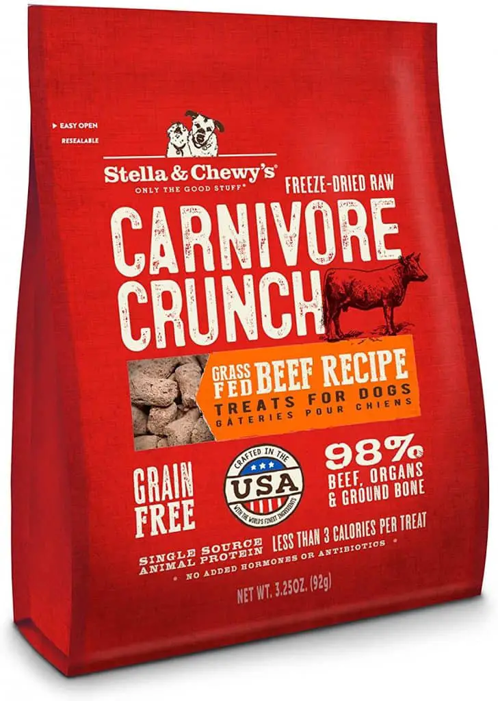 Stella Chewys carnivore crunch grass fed beef recipe dog treats low sodium calories