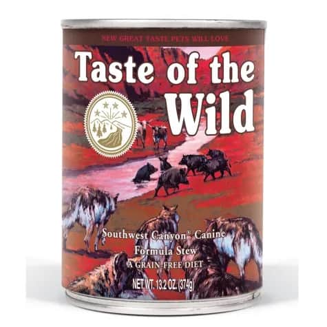 Taste of the Wild grain free canned dog food great for seniors without teeth