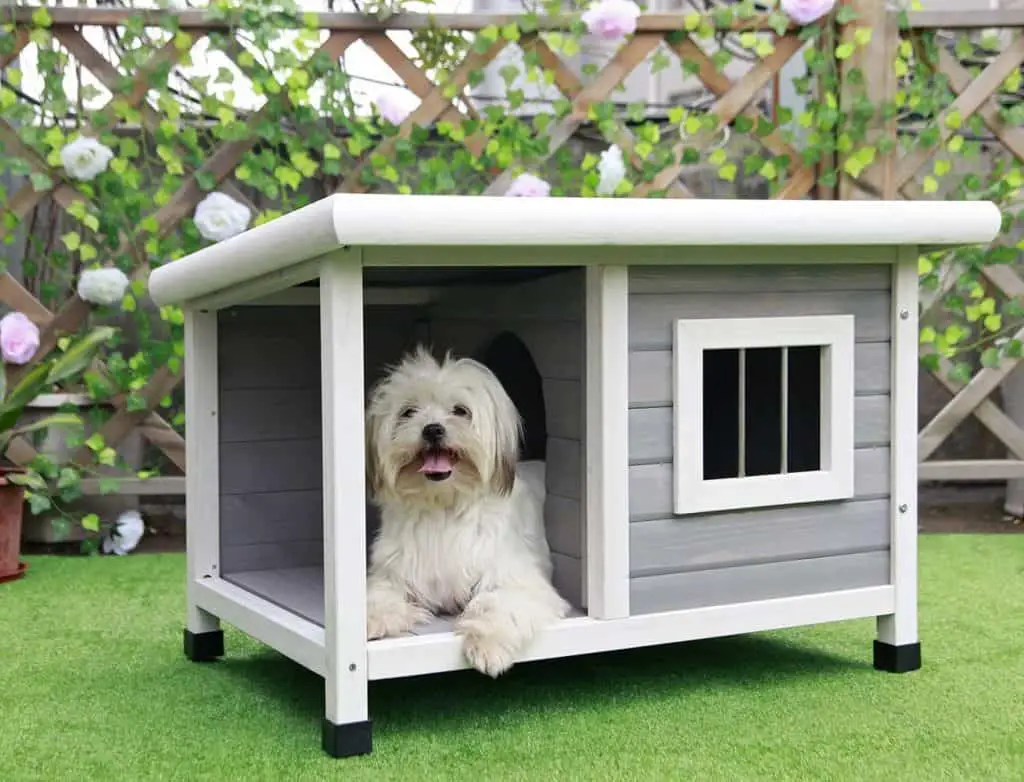 Petsfit Gray Wood Dog House great insulated dog house for small dog breeds