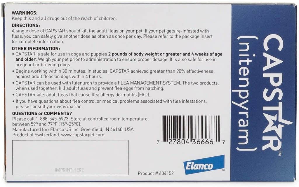 Capstar Flea Killer Tablets Warnings Safety Instructions