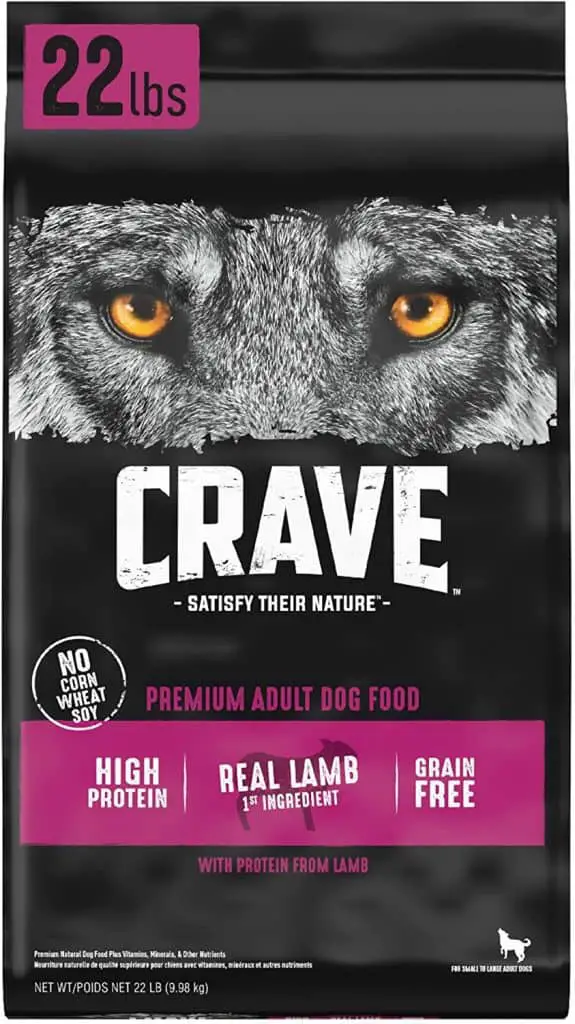 Crave grain free high protein dry dog food with lamb for high energy shedding canines