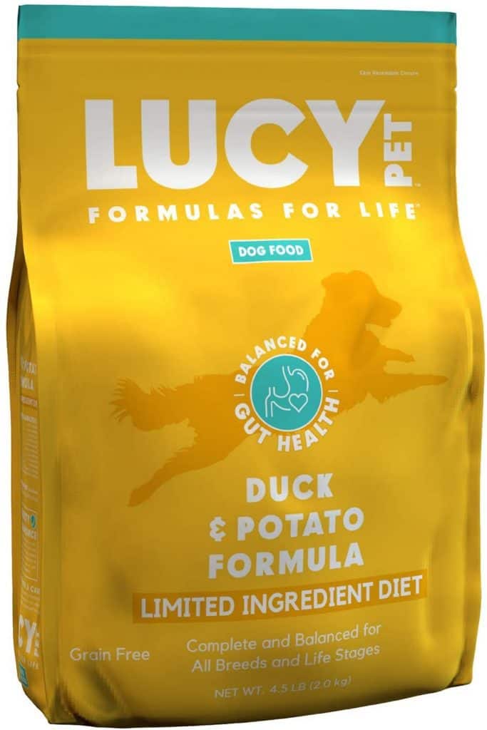 Lucy Pet limited ingredient duck potato dog food to treat under eye stains dogs
