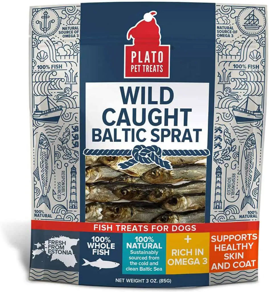 Plato Pet Wild Caught Baltic Sprat Dog Treats great for small dogs