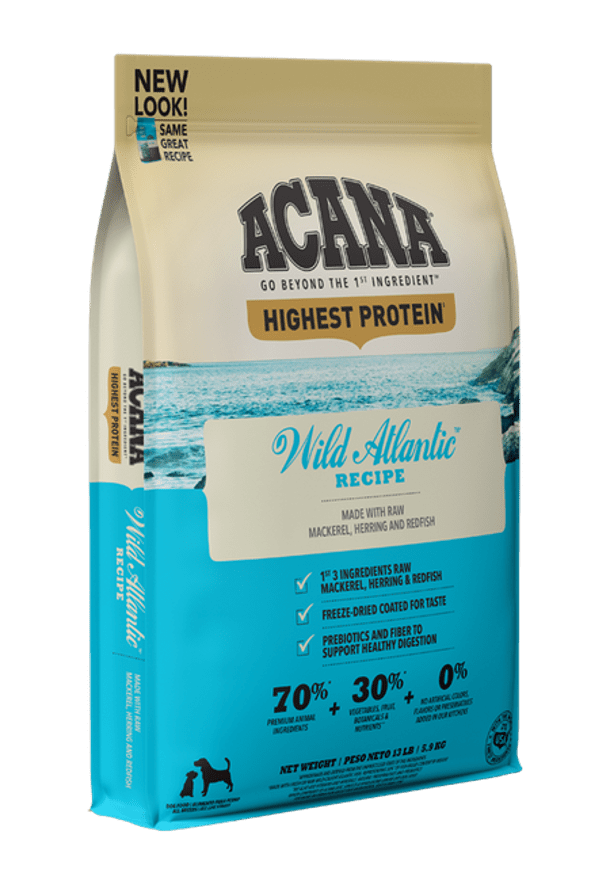 Acana highest protein wild atlantic dry dog food no artificial vitamin b6 added