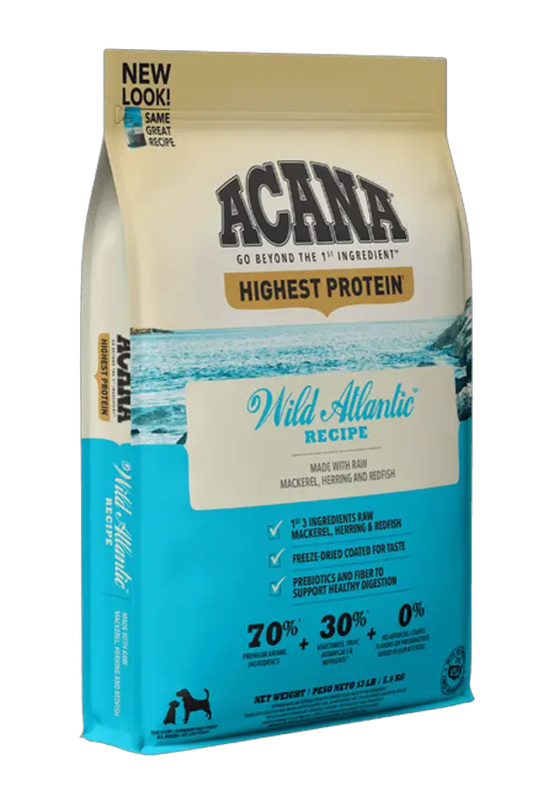 Acana highest protein wild atlantic dry dog food no artificial vitamin b6 added