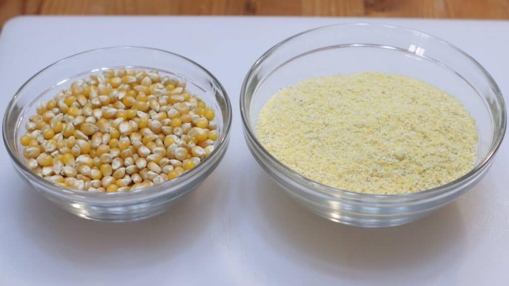 Corn kernels being turned into corn gluten meal