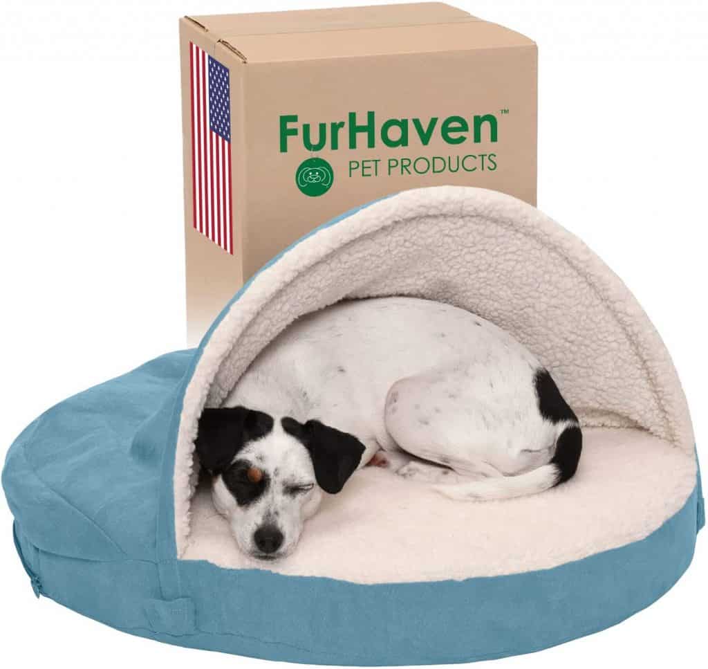 FurHaven cave style dog bed cozy safe place