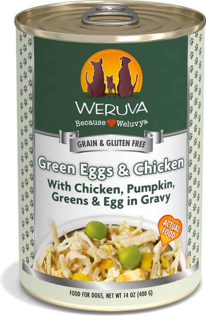 Weruva Green Eggs Chicken in gravy canned dog food alternative for urinary health